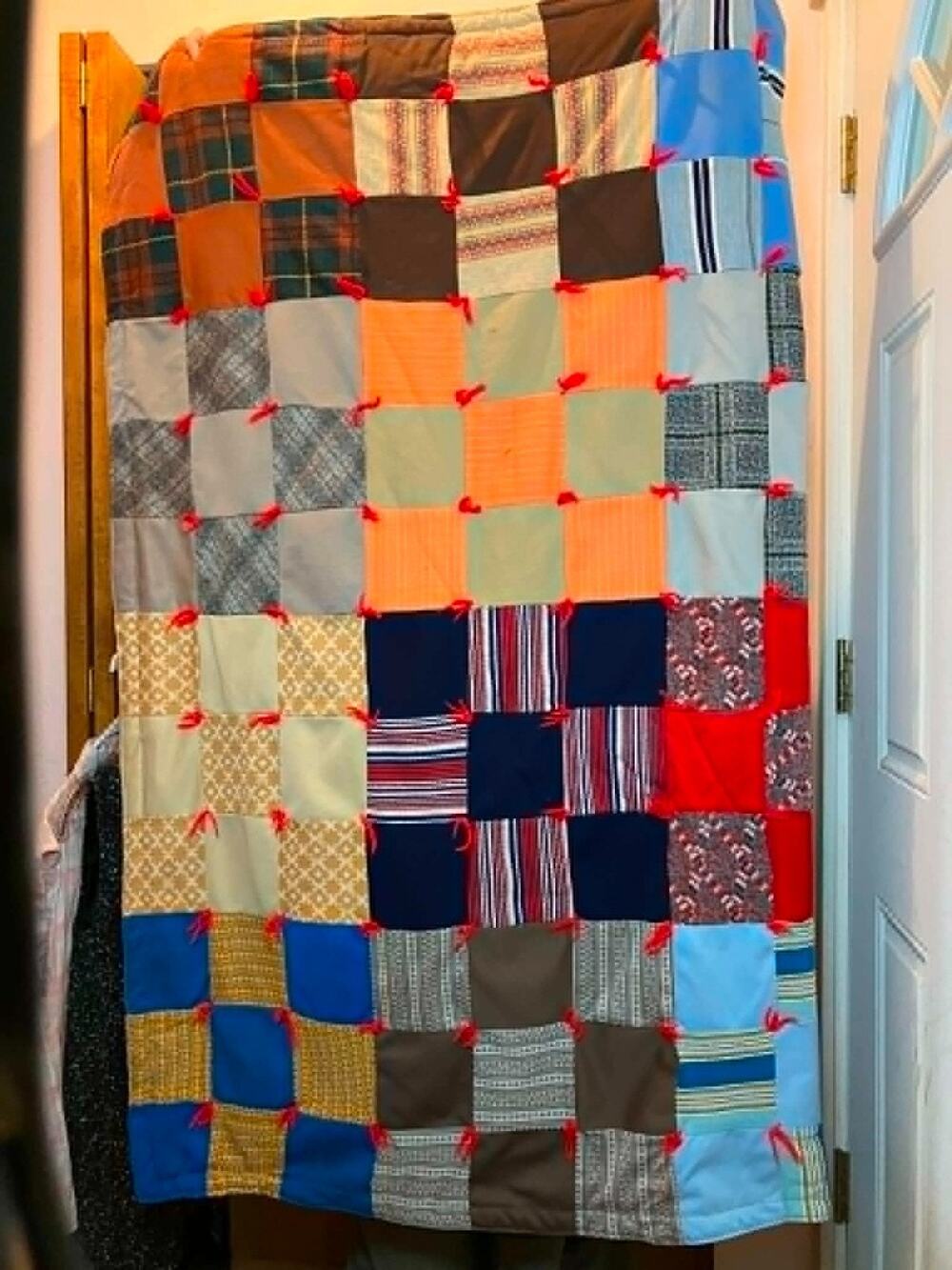 C1960 Patchwork Quilt with Great Patterns 70x56"